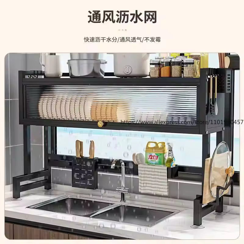 Multi-purpose Kitchen Sink Shelf Countertop Dish Bowl Storage Rack Over-sink Drainage Organizer for Dishes