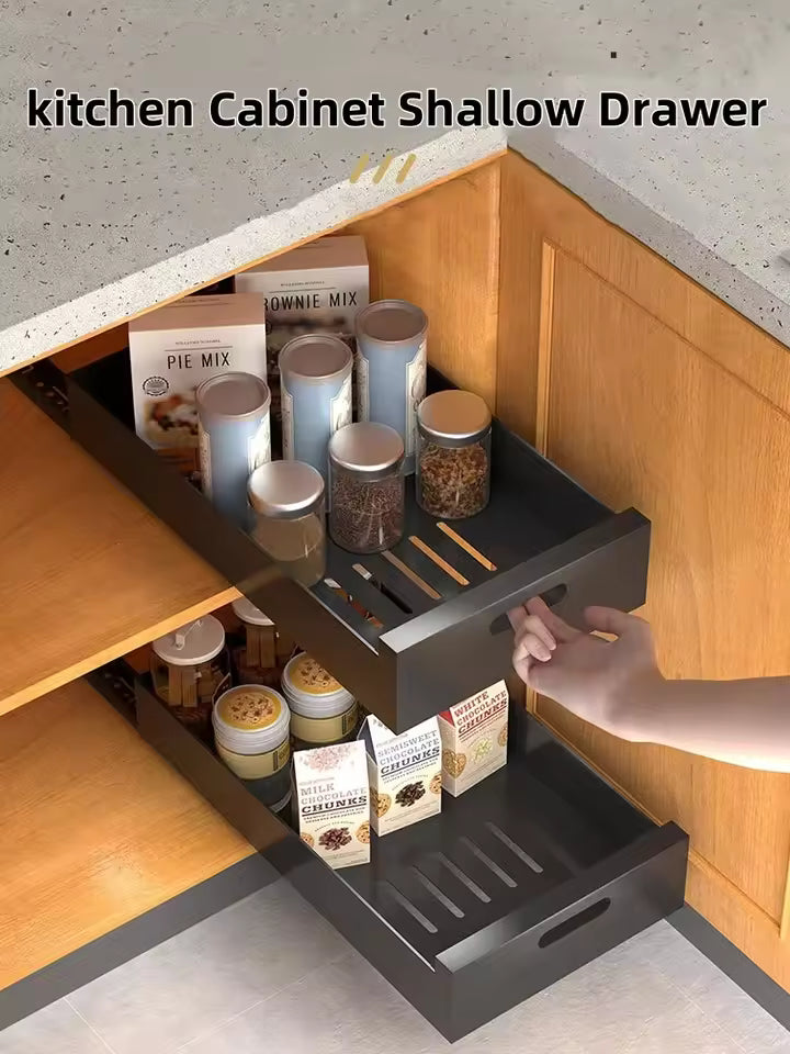 Kitchen Cabinet Shallow Drawer Pull Out Cabinet Organizer Slide Sliding Box Storage Rack Living Room Cabinets Organize Drawers