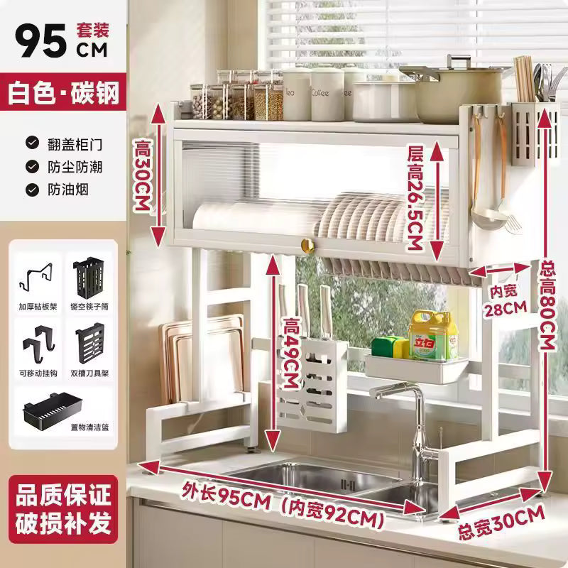 Multi-purpose Kitchen Sink Shelf Countertop Dish Bowl Storage Rack Over-sink Drainage Organizer for Dishes
