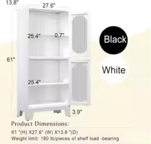 White Metal Storage Cabinet, Kitchen Storage Cabinets, Pantry Cabinets with Doors and 3 Shelves(2 Adjustable), Floor Storage