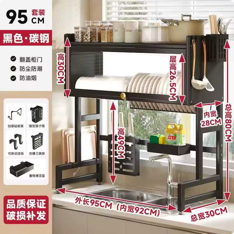 Multi-purpose Kitchen Sink Shelf Countertop Dish Bowl Storage Rack Over-sink Drainage Organizer for Dishes