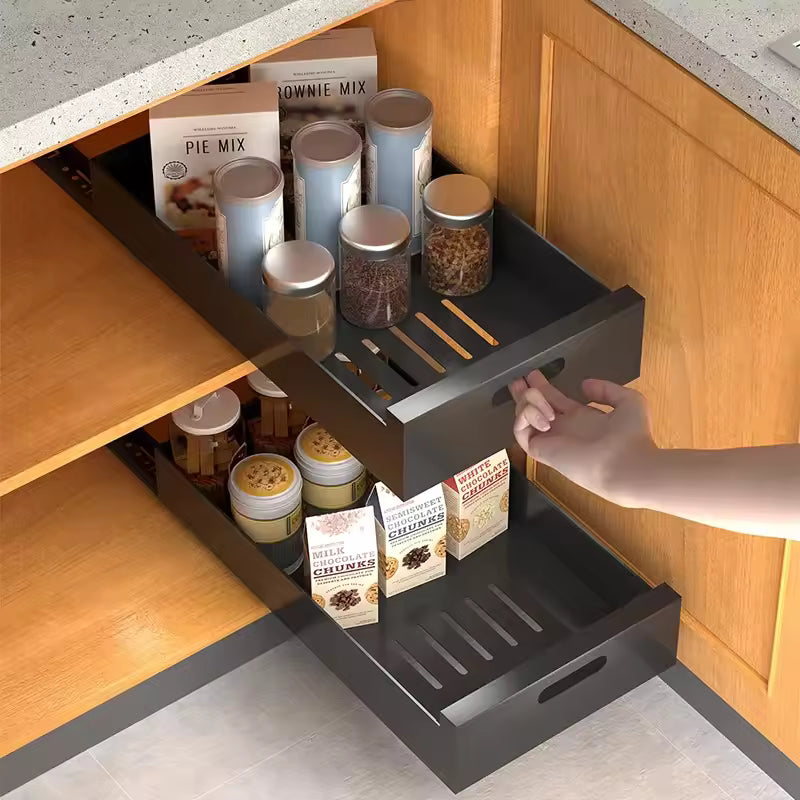Kitchen Cabinet Shallow Drawer Pull Out Cabinet Organizer Slide Sliding Box Storage Rack Living Room Cabinets Organize Drawers