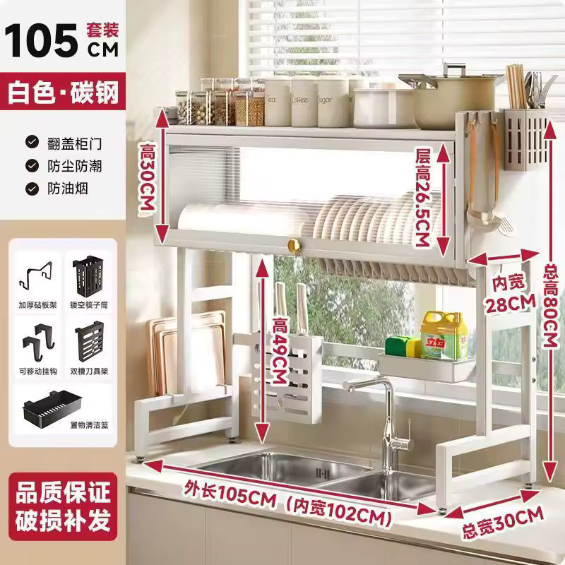 Multi-purpose Kitchen Sink Shelf Countertop Dish Bowl Storage Rack Over-sink Drainage Organizer for Dishes