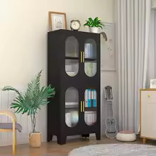 White Metal Storage Cabinet, Kitchen Storage Cabinets, Pantry Cabinets with Doors and 3 Shelves(2 Adjustable), Floor Storage