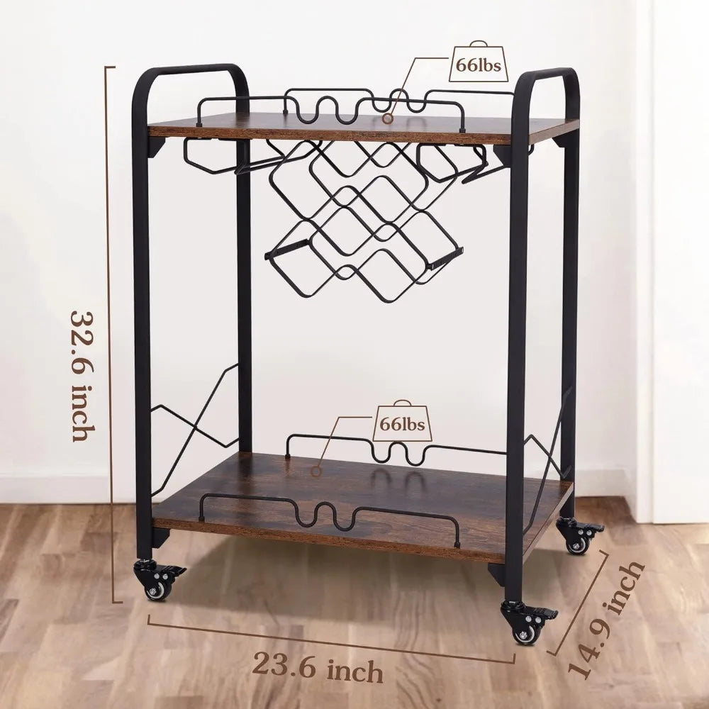 Small Bar Cart with Wheels, Kitchen Storage, Living Room Organizer, Auxiliary Home, Free Shipping