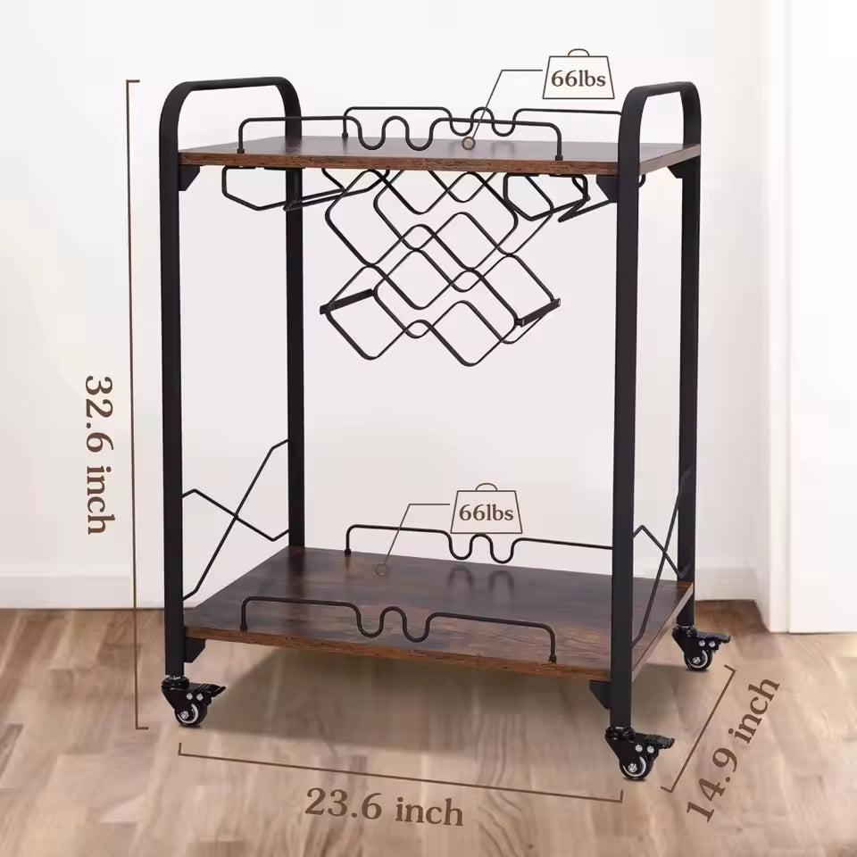 Small Bar Cart with Wheels, Kitchen Storage, Living Room Organizer, Auxiliary Home, Free Shipping