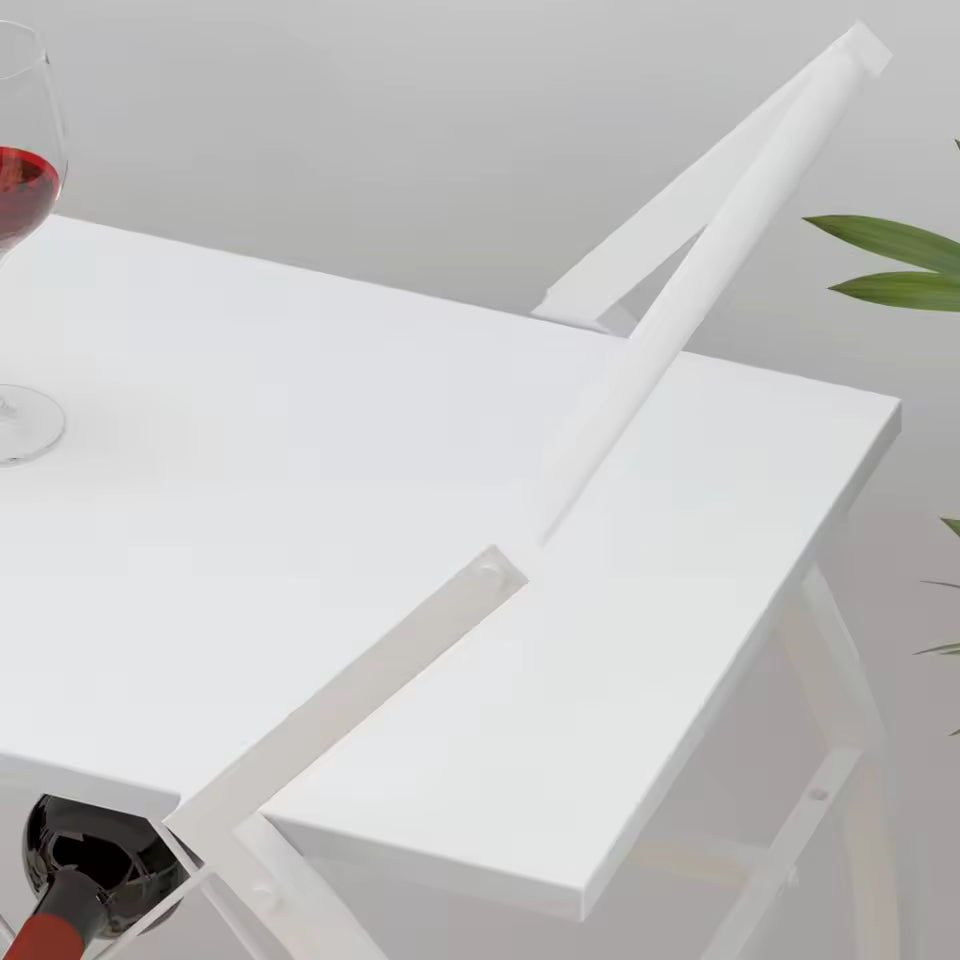 White Wine Cart with Wheels, Modern Bar Cart with Wine Rack, Industrial Beverage Rolling Kitchen Serving Cart with Storage,