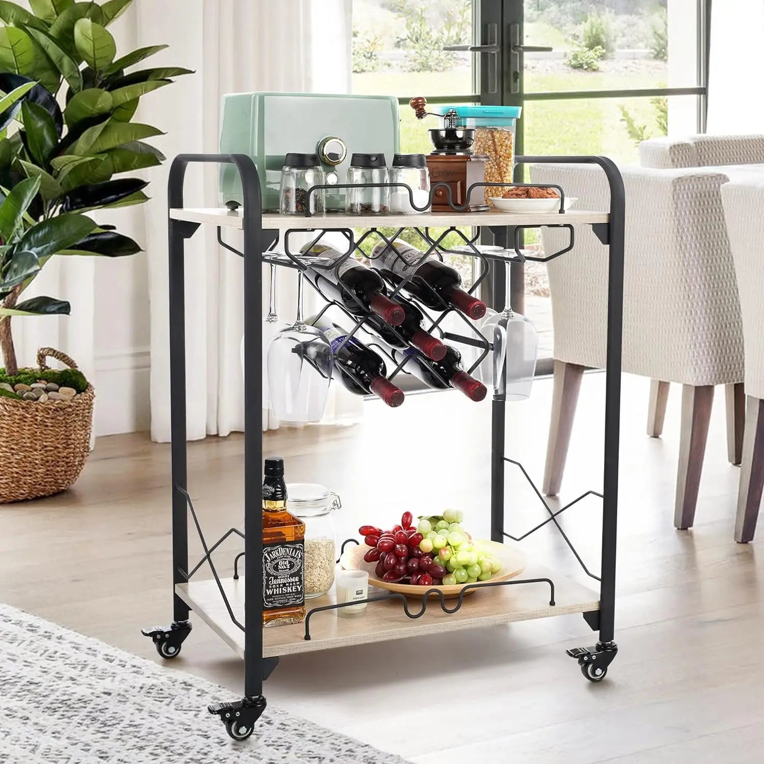 Small Bar Cart with Wheels, Kitchen Storage, Living Room Organizer, Auxiliary Home, Free Shipping
