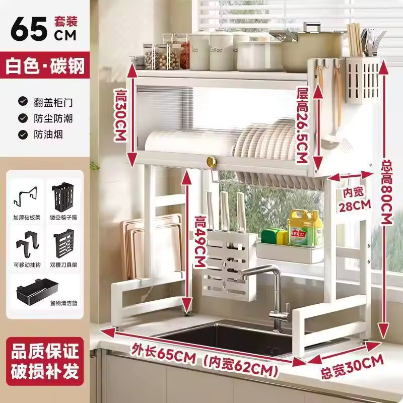 Multi-purpose Kitchen Sink Shelf Countertop Dish Bowl Storage Rack Over-sink Drainage Organizer for Dishes